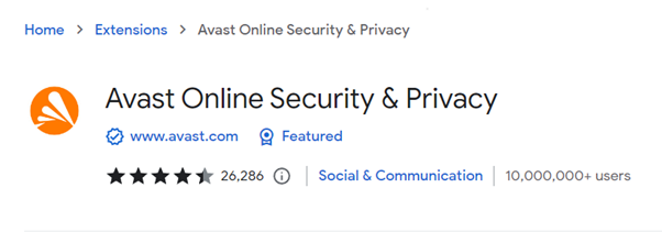 Avast Online Security Chrome extension