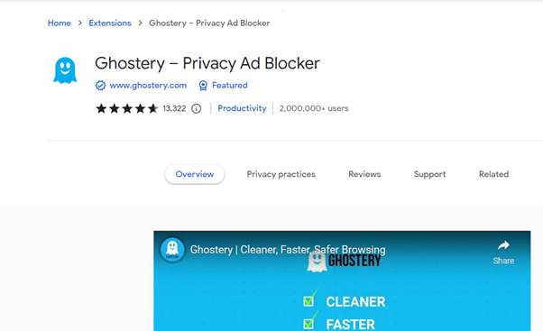 Ghostery Chrome extension