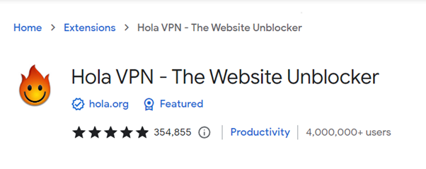 Hola Free VPN Chrome extension