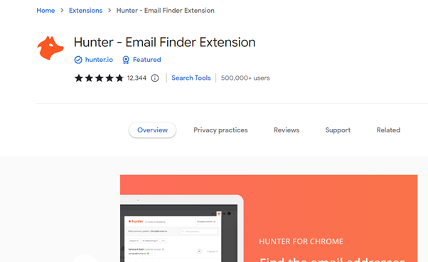 Hunter Chrome extension