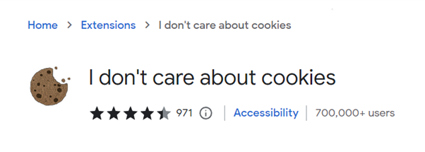 I don’t care about cookies Chrome extension