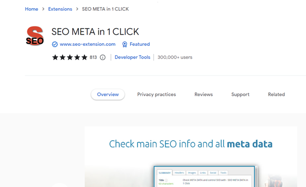 SEO Meta in 1 Click Chrome extension