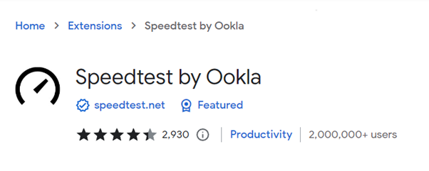Speedtest by Ookla Chrome extension